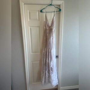 NWT floor length white and beige dress